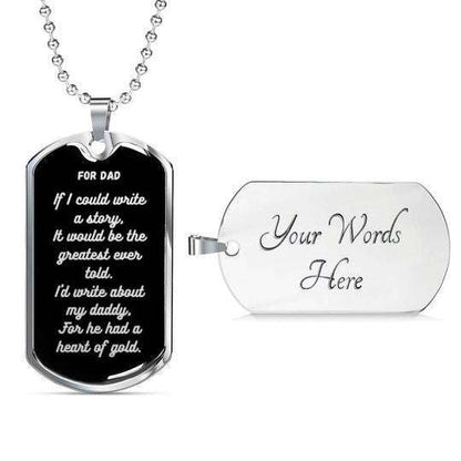 Dad Dog Tag Custom Picture Father’S Day, Dad Had A Heart Of Gold Dog Tag Necklace For Dad Father's Day Rakva
