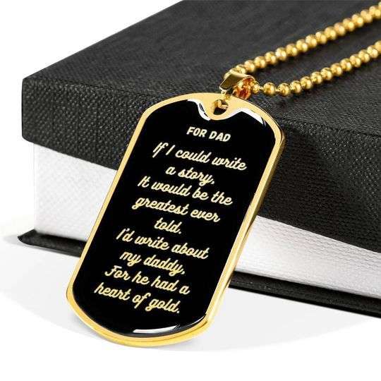 Dad Dog Tag Custom Picture Father’S Day, Dad Had A Heart Of Gold Dog Tag Necklace For Dad Father's Day Rakva