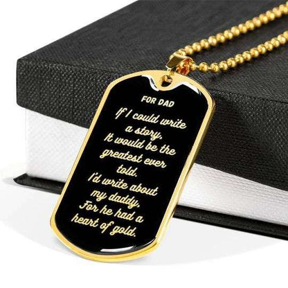 Dad Dog Tag Custom Picture Father’S Day, Dad Had A Heart Of Gold Dog Tag Necklace For Dad Father's Day Rakva