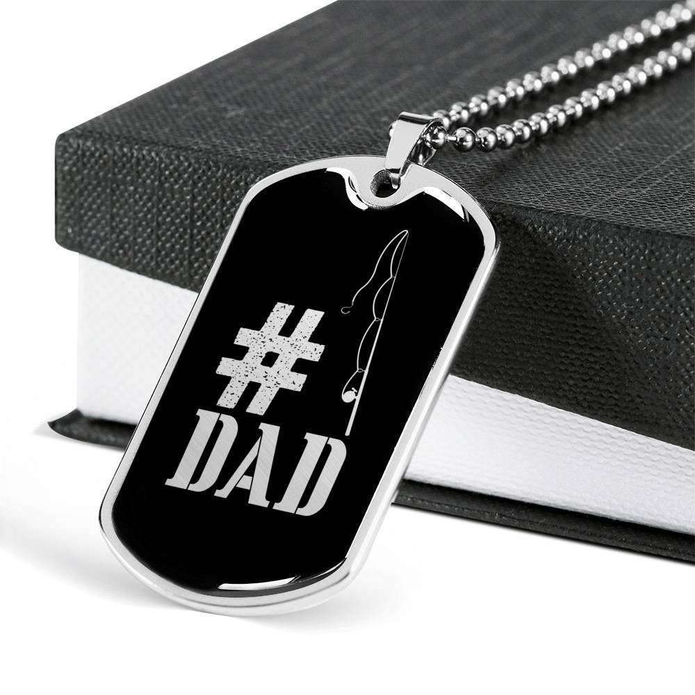 Dad Dog Tag Custom Picture Father’S Day, Dad Hastag Dog Tag Necklace Gift For Dad Father's Day Rakva