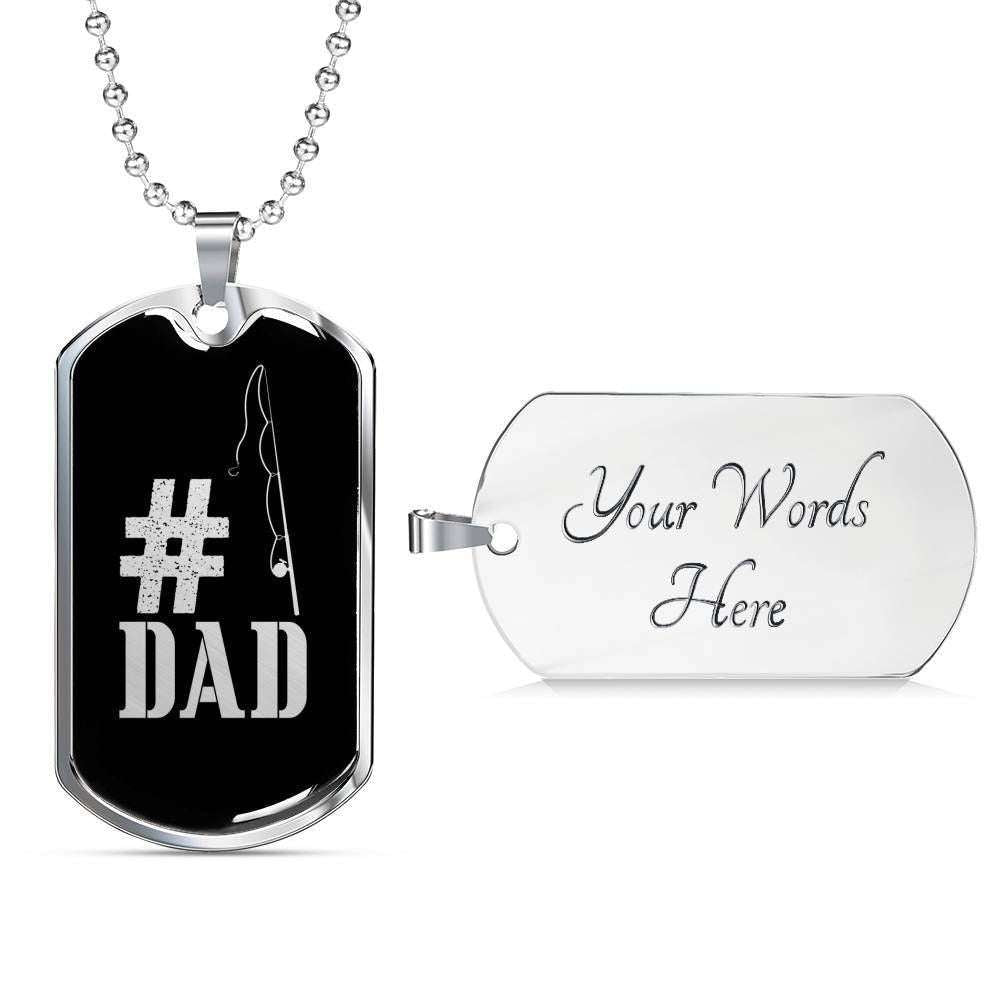 Dad Dog Tag Custom Picture Father’S Day, Dad Hastag Dog Tag Necklace Gift For Dad Father's Day Rakva