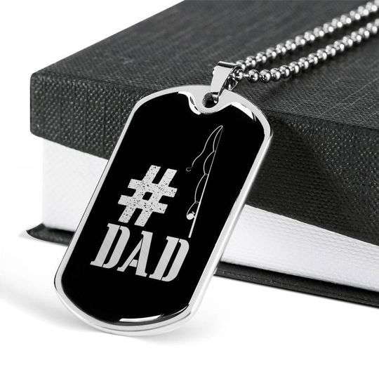 Dad Dog Tag Custom Picture Father’S Day, Dad Hastag Dog Tag Necklace Gift For Dad Father's Day Rakva