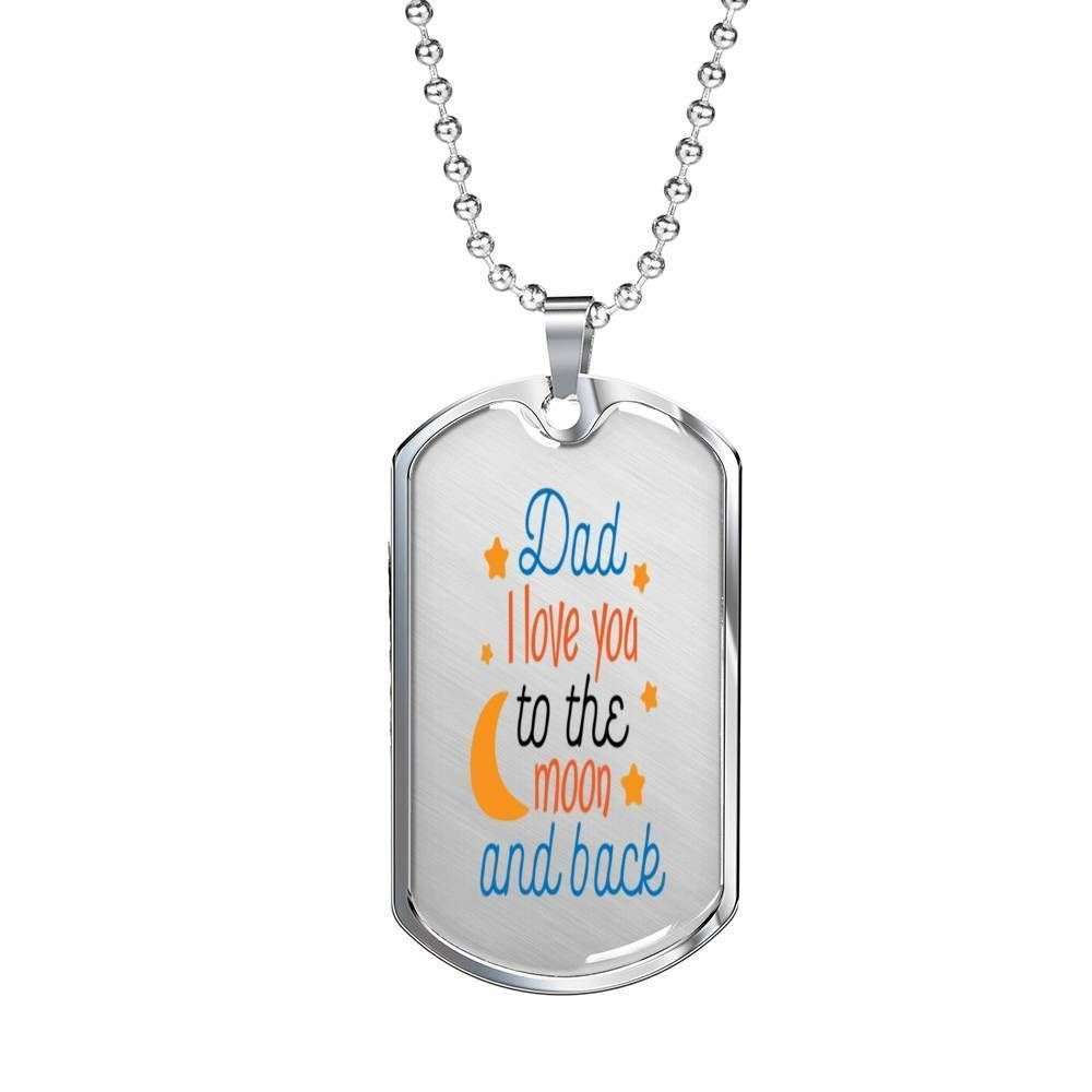 Dad Dog Tag Custom Picture Father’S Day, Dad I Love You To The Moon And Back Dog Tag Necklace Father's Day Rakva
