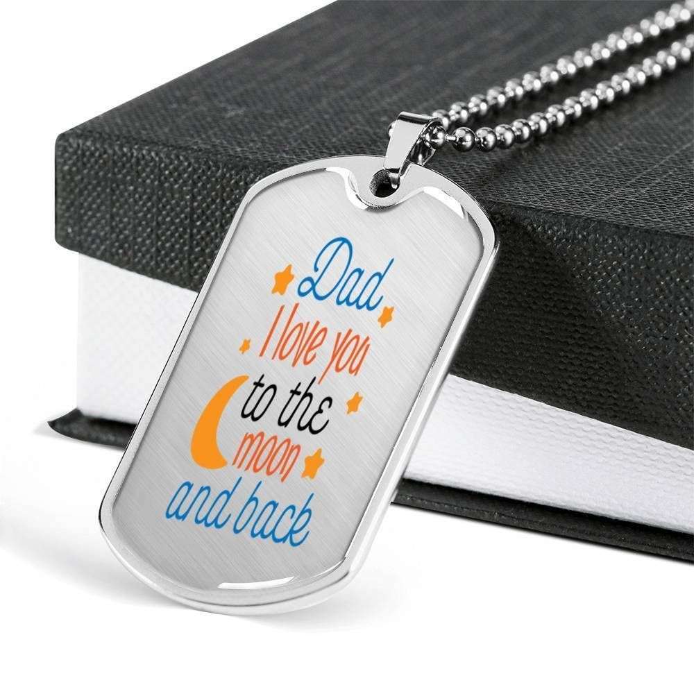 Dad Dog Tag Custom Picture Father’S Day, Dad I Love You To The Moon And Back Dog Tag Necklace Father's Day Rakva