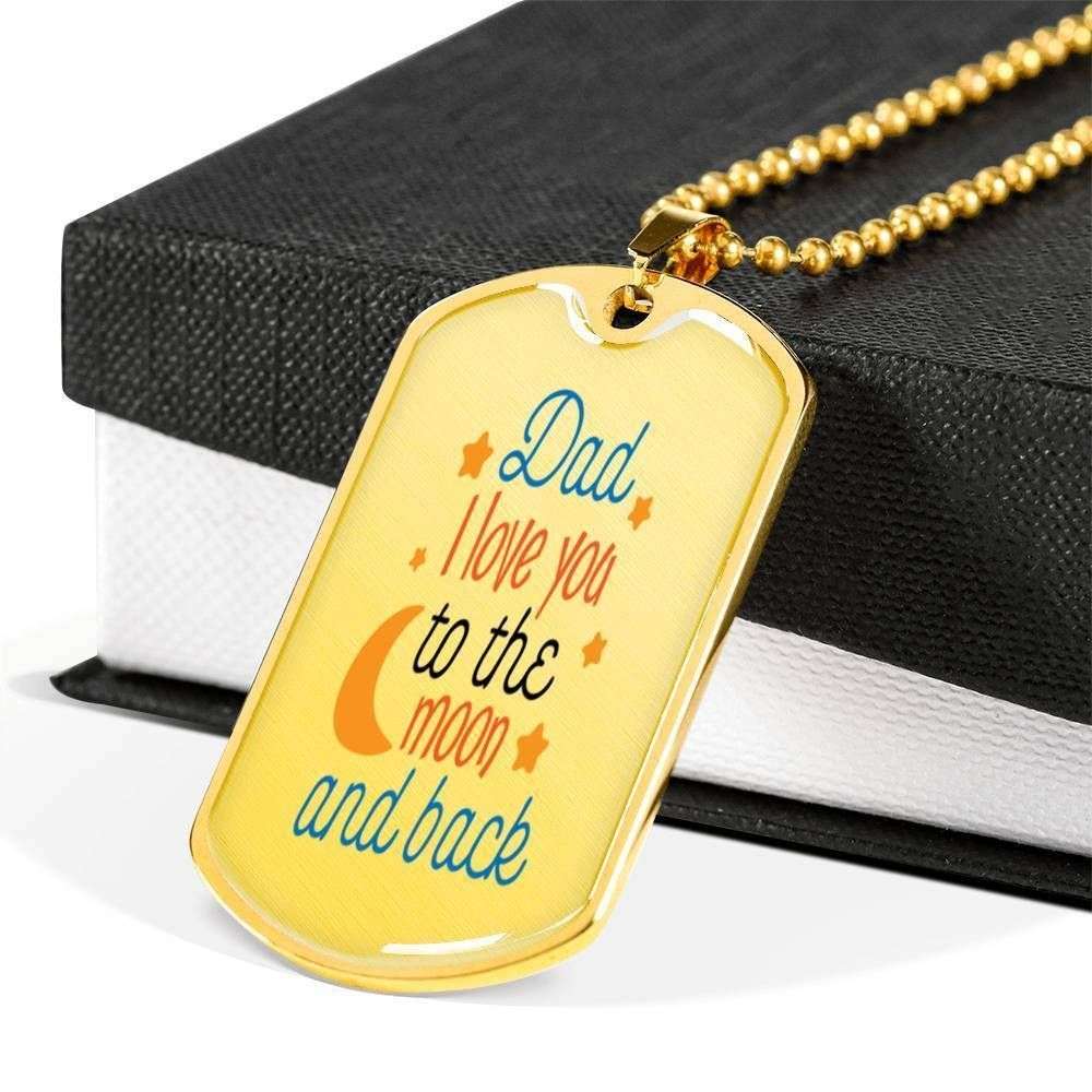 Dad Dog Tag Custom Picture Father’S Day, Dad I Love You To The Moon And Back Dog Tag Necklace Father's Day Rakva