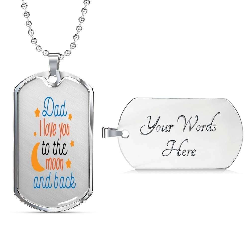Dad Dog Tag Custom Picture Father’S Day, Dad I Love You To The Moon And Back Dog Tag Necklace Father's Day Rakva