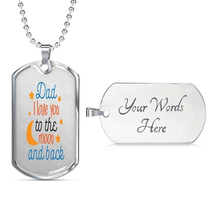 Dad Dog Tag Custom Picture Father’S Day, Dad I Love You To The Moon And Back Dog Tag Necklace Father's Day Rakva