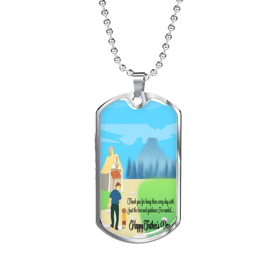 Dad Dog Tag Custom Picture Father’S Day, Dad Is My Best Guide Dog Tag Necklace Gift For Dad Father's Day Rakva