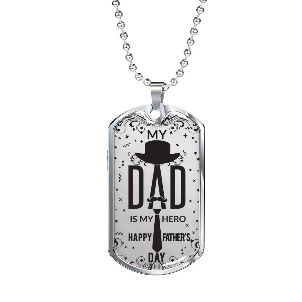 Dad Dog Tag Custom Picture Father’S Day, Dad Is My Hero Dog Tag Necklace For Dad Father's Day Rakva