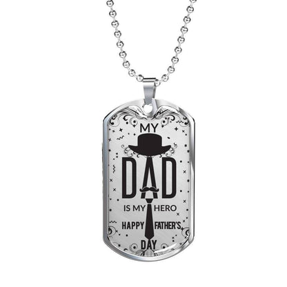 Dad Dog Tag Custom Picture Father’S Day, Dad Is My Hero Dog Tag Necklace For Dad Father's Day Rakva