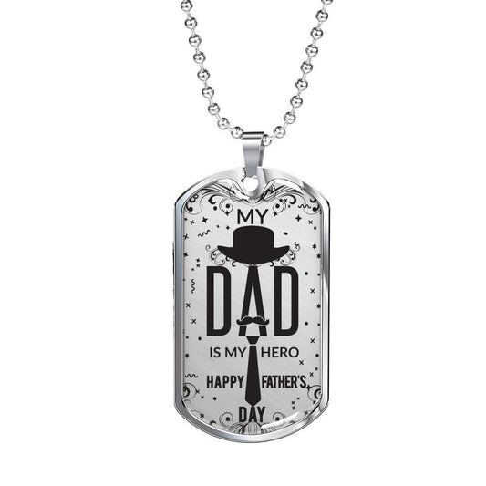 Dad Dog Tag Custom Picture Father’S Day, Dad Is My Hero Dog Tag Necklace For Dad Father's Day Rakva