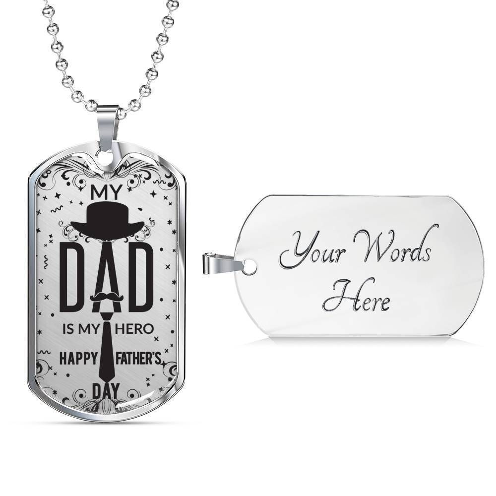 Dad Dog Tag Custom Picture Father’S Day, Dad Is My Hero Dog Tag Necklace For Dad Father's Day Rakva