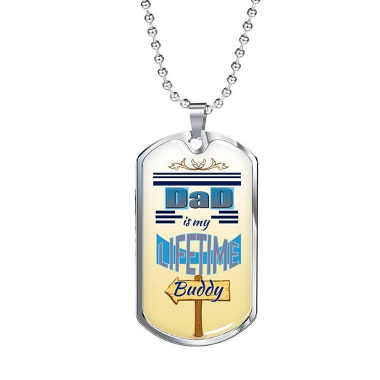 Dad Dog Tag Custom Picture Father’S Day, Dad Is My Lifetime Buddy Dog Tag Necklace Gift For Dad Father's Day Rakva