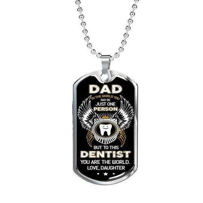 Dad Dog Tag Custom Picture Father’S Day, Dad Is This Dentist’S World Dog Tag Necklace For Dad Father's Day Rakva