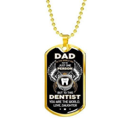 Dad Dog Tag Custom Picture Father’S Day, Dad Is This Dentist’S World Dog Tag Necklace For Dad Father's Day Rakva