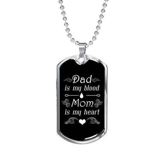 Dad Dog Tag Custom Picture Father’S Day, Dad Mom Is Mom Blood Mom Is My Heart Dog Tag Necklace Gift For Son Father's Day Rakva