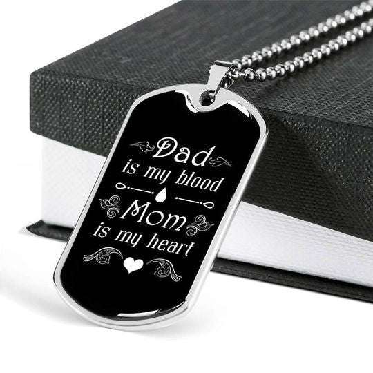 Dad Dog Tag Custom Picture Father’S Day, Dad Mom Is Mom Blood Mom Is My Heart Dog Tag Necklace Gift For Son Father's Day Rakva