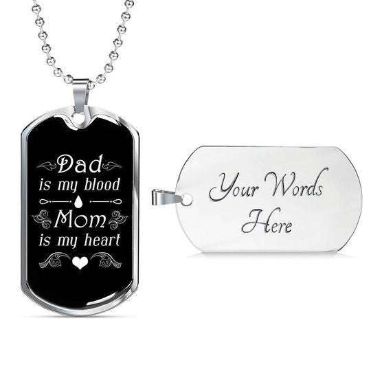 Dad Dog Tag Custom Picture Father’S Day, Dad Mom Is Mom Blood Mom Is My Heart Dog Tag Necklace Gift For Son Father's Day Rakva