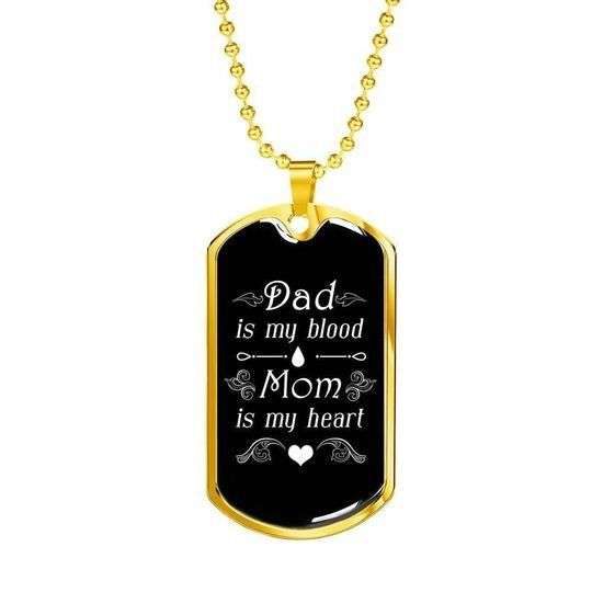 Dad Dog Tag Custom Picture Father’S Day, Dad Mom Is Mom Blood Mom Is My Heart Dog Tag Necklace Gift For Son Father's Day Rakva