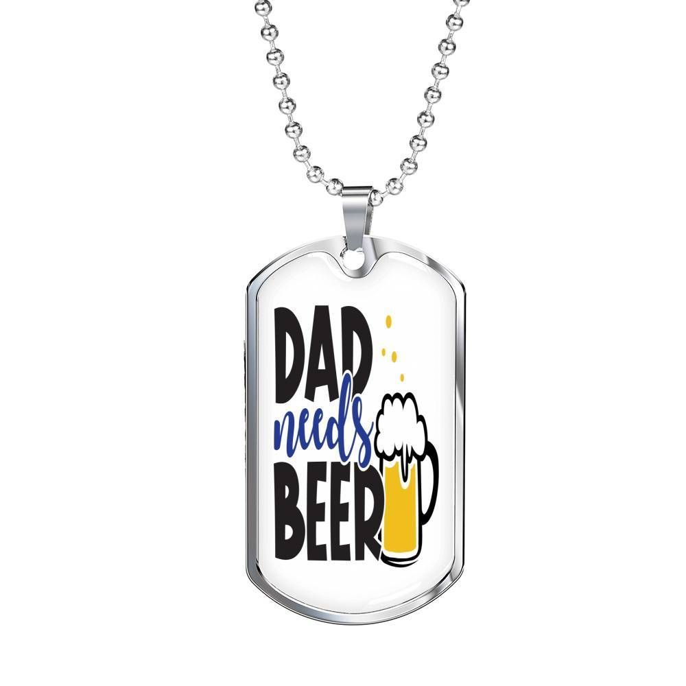 Dad Dog Tag Custom Picture Father’S Day, Dad Needs Beer Funny Dog Tag Necklace For Dad Father's Day Rakva