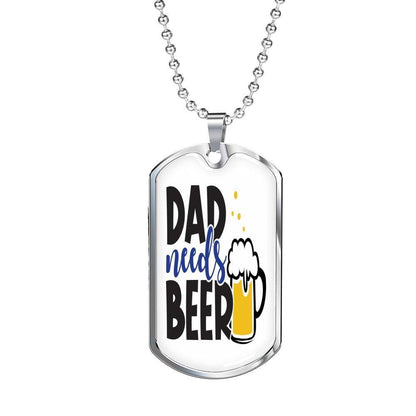 Dad Dog Tag Custom Picture Father’S Day, Dad Needs Beer Funny Dog Tag Necklace For Dad Father's Day Rakva