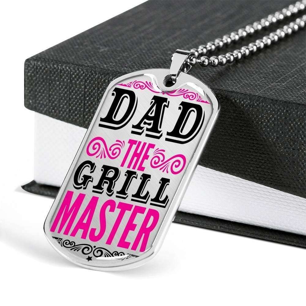 Dad Dog Tag Custom Picture Father’S Day, Dad The Grill Master Of Son’S Life Dog Tag Necklace For Dad Father's Day Rakva