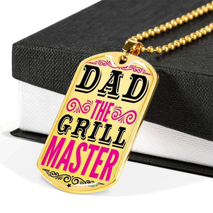 Dad Dog Tag Custom Picture Father’S Day, Dad The Grill Master Of Son’S Life Dog Tag Necklace For Dad Father's Day Rakva