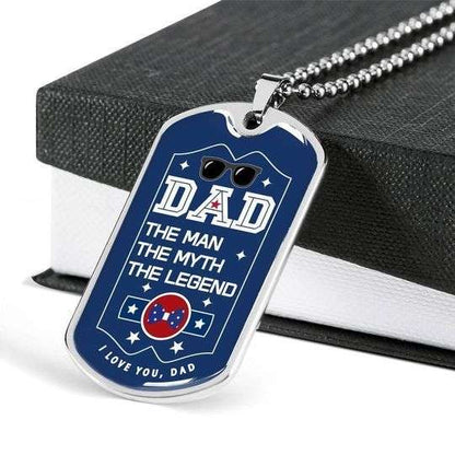 Dad Dog Tag Custom Picture Father’S Day, Dad The Man The Myth The Legend Blue Dog Tag Necklace For Dad Father's Day Rakva