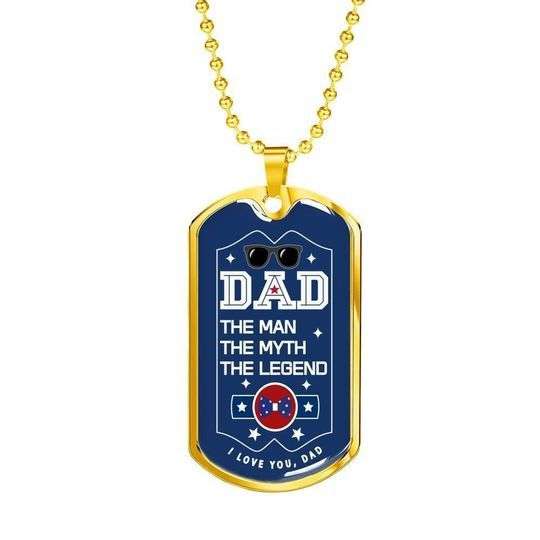 Dad Dog Tag Custom Picture Father’S Day, Dad The Man The Myth The Legend Blue Dog Tag Necklace For Dad Father's Day Rakva