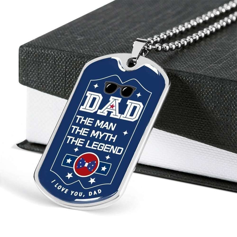 Dad Dog Tag Custom Picture Father’S Day, Dad The Man The Myth The Legend Dog Tag Necklace For Dad Father's Day Rakva