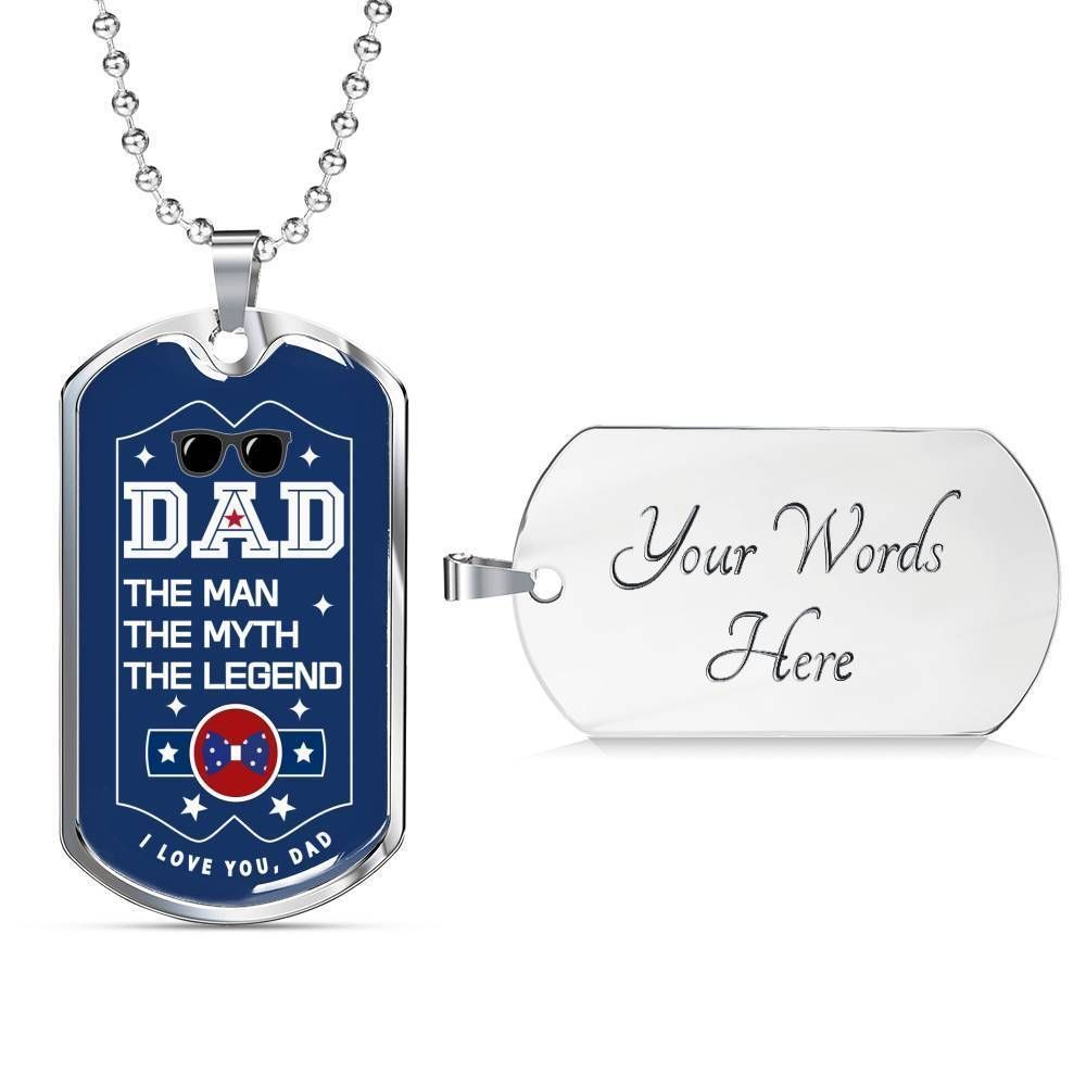 Dad Dog Tag Custom Picture Father’S Day, Dad The Man The Myth The Legend Dog Tag Necklace For Dad Father's Day Rakva