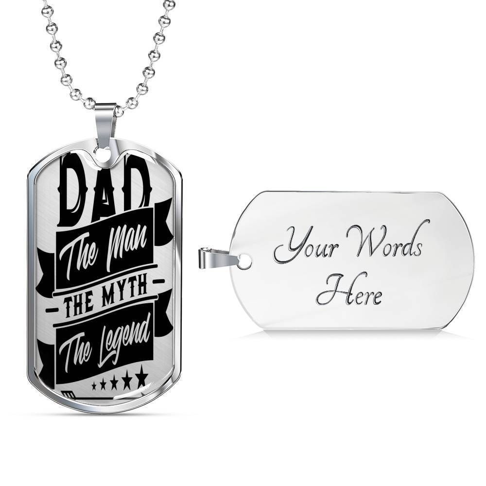 Dad Dog Tag Custom Picture Father’S Day, Dad The Man The Myth The Legend Dog Tag Necklace For Dad Father's Day Rakva