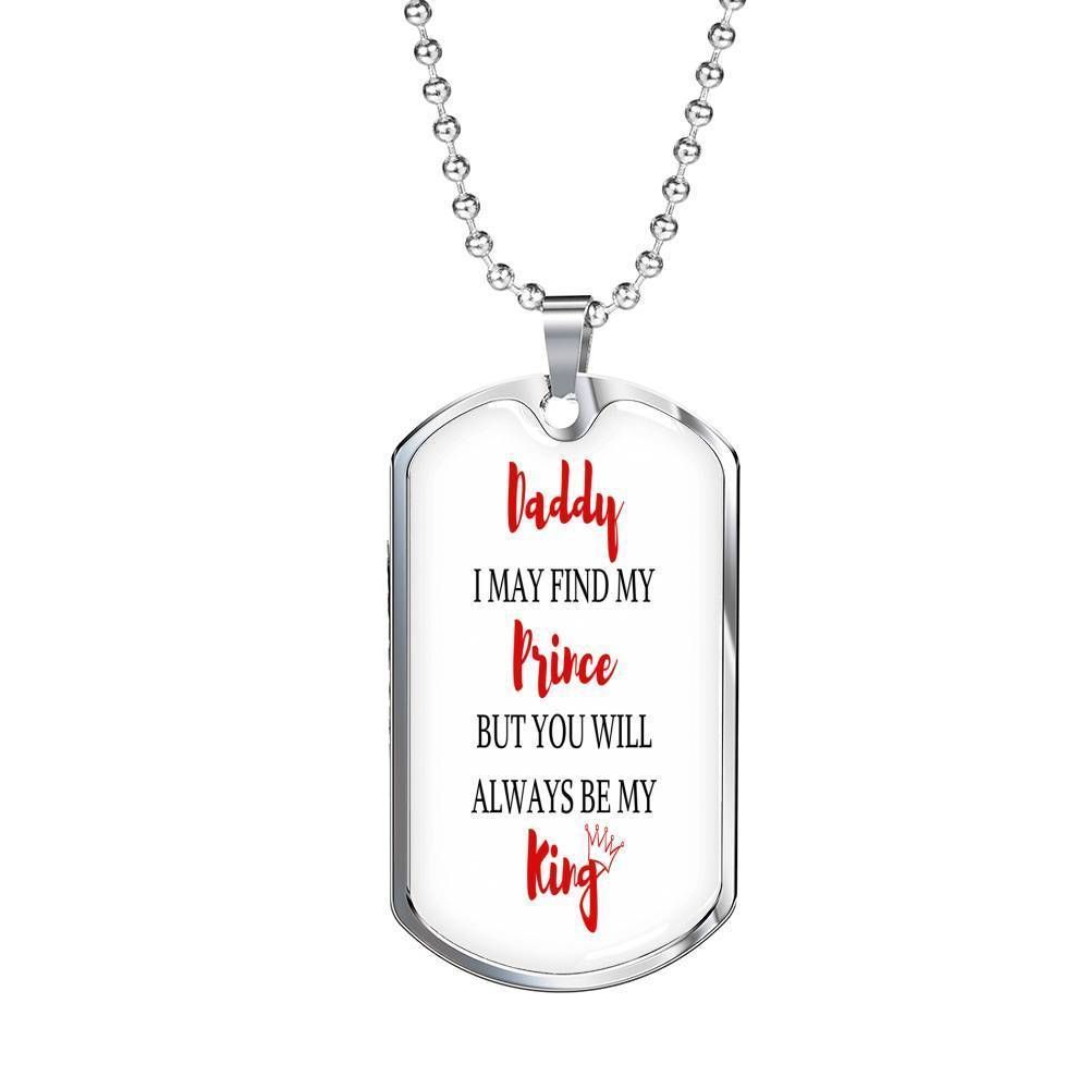 Dad Dog Tag Custom Picture Father’S Day, Dad Will Always Be My King Dog Tag Necklace For Dad Father's Day Rakva