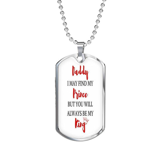 Dad Dog Tag Custom Picture Father’S Day, Dad Will Always Be My King Dog Tag Necklace For Dad Father's Day Rakva