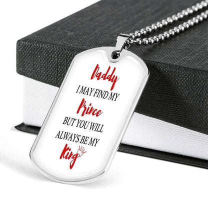Dad Dog Tag Custom Picture Father’S Day, Dad Will Always Be My King Dog Tag Necklace For Dad Father's Day Rakva