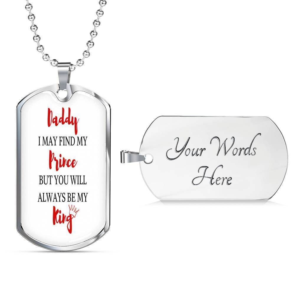 Dad Dog Tag Custom Picture Father’S Day, Dad Will Always Be My King Dog Tag Necklace For Dad Father's Day Rakva