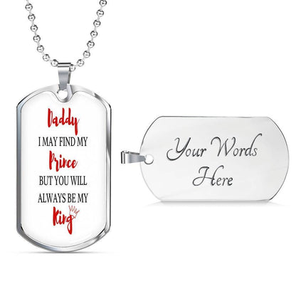Dad Dog Tag Custom Picture Father’S Day, Dad Will Always Be My King Dog Tag Necklace For Dad Father's Day Rakva