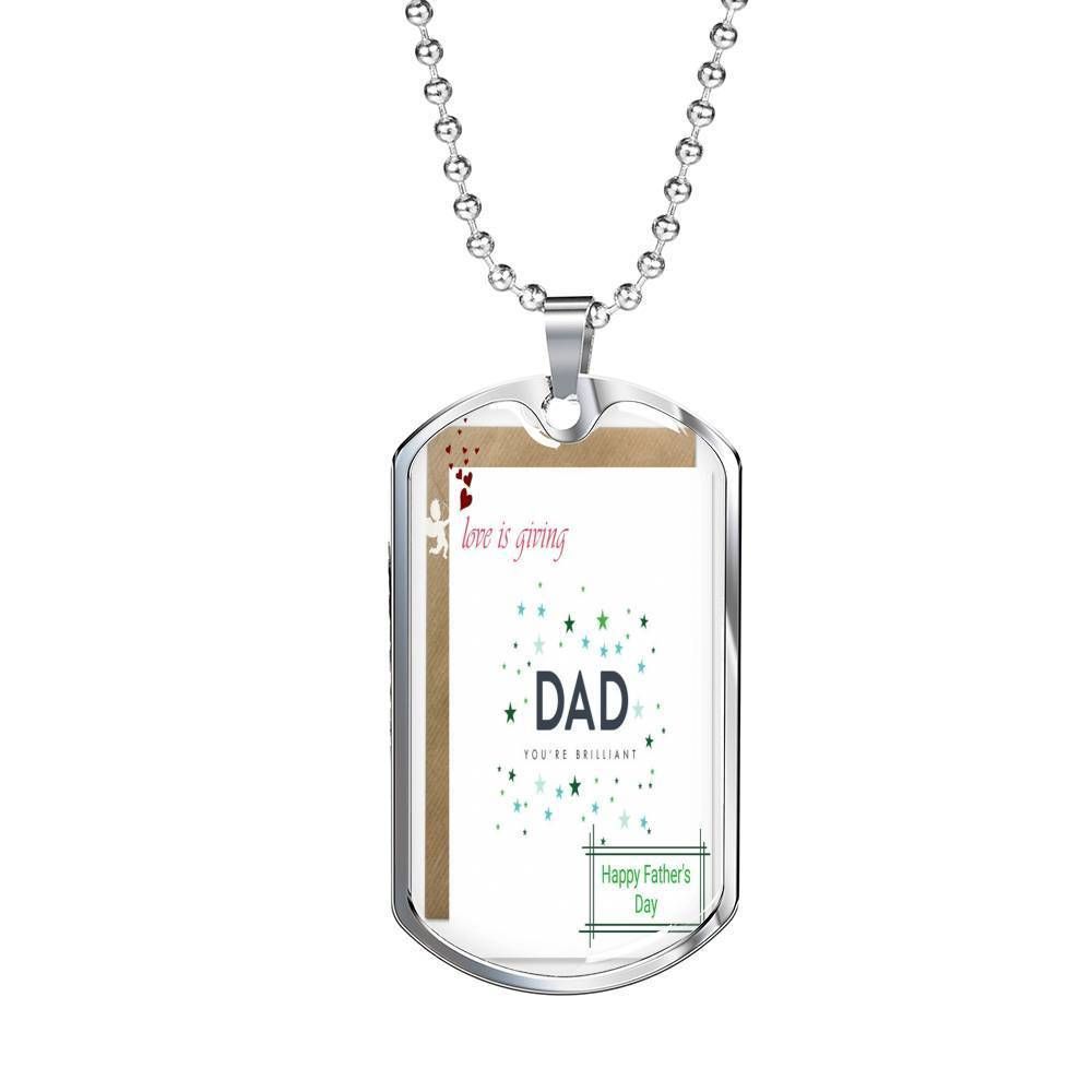Dad Dog Tag Custom Picture Father’S Day, Dad You Are Brilliant Father’S Day For Dad Dog Tag Necklace Father's Day Rakva