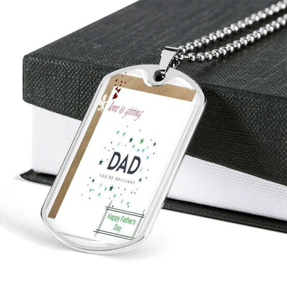 Dad Dog Tag Custom Picture Father’S Day, Dad You Are Brilliant Father’S Day For Dad Dog Tag Necklace Father's Day Rakva