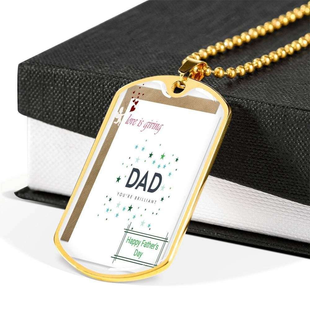 Dad Dog Tag Custom Picture Father’S Day, Dad You Are Brilliant Father’S Day For Dad Dog Tag Necklace Father's Day Rakva