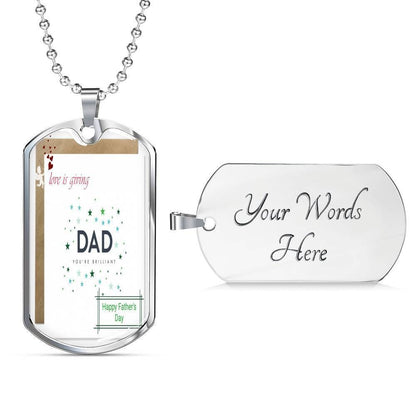Dad Dog Tag Custom Picture Father’S Day, Dad You Are Brilliant Father’S Day For Dad Dog Tag Necklace Father's Day Rakva
