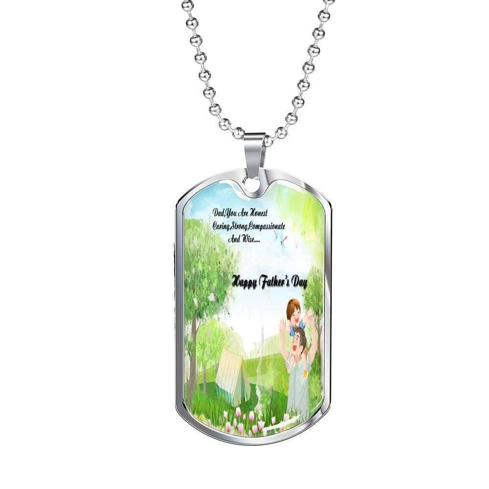 Dad Dog Tag Custom Picture Father’S Day, Dad You Are Honest Wise Father’S Day Giving Dad Dog Tag Necklace Father's Day Rakva