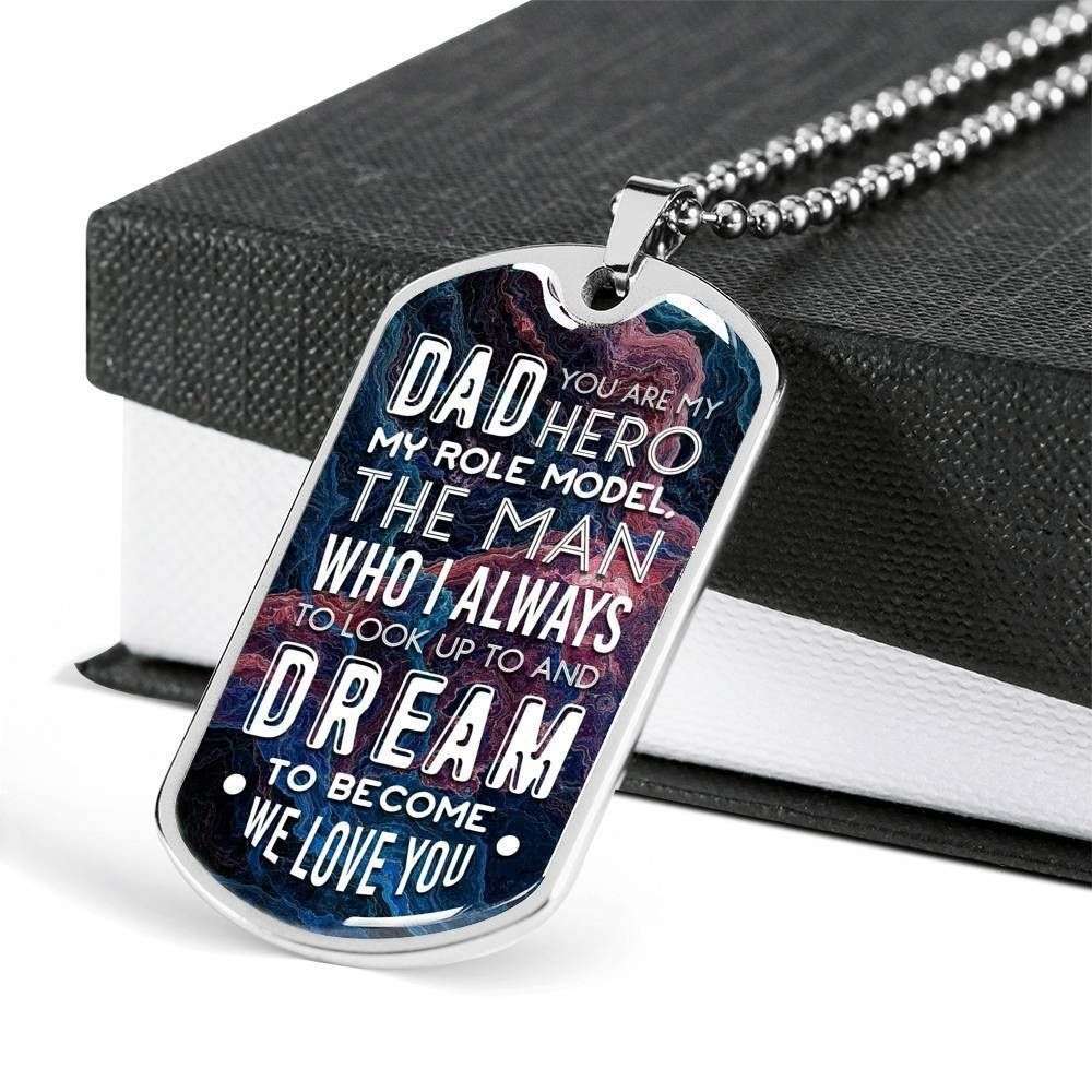 Dad Dog Tag Custom Picture Father’S Day, Dad You Are My Hero “ Dog Tag Necklace Father's Day Rakva