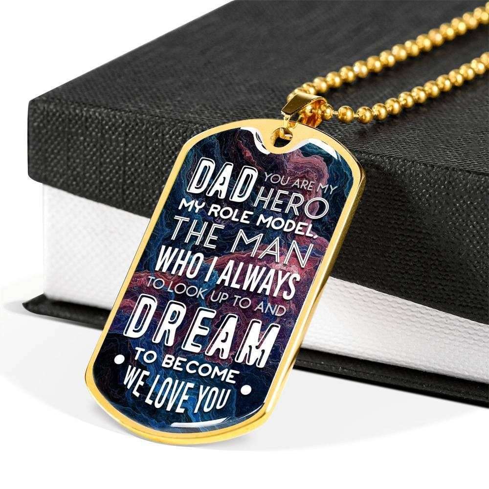 Dad Dog Tag Custom Picture Father’S Day, Dad You Are My Hero “ Dog Tag Necklace Father's Day Rakva