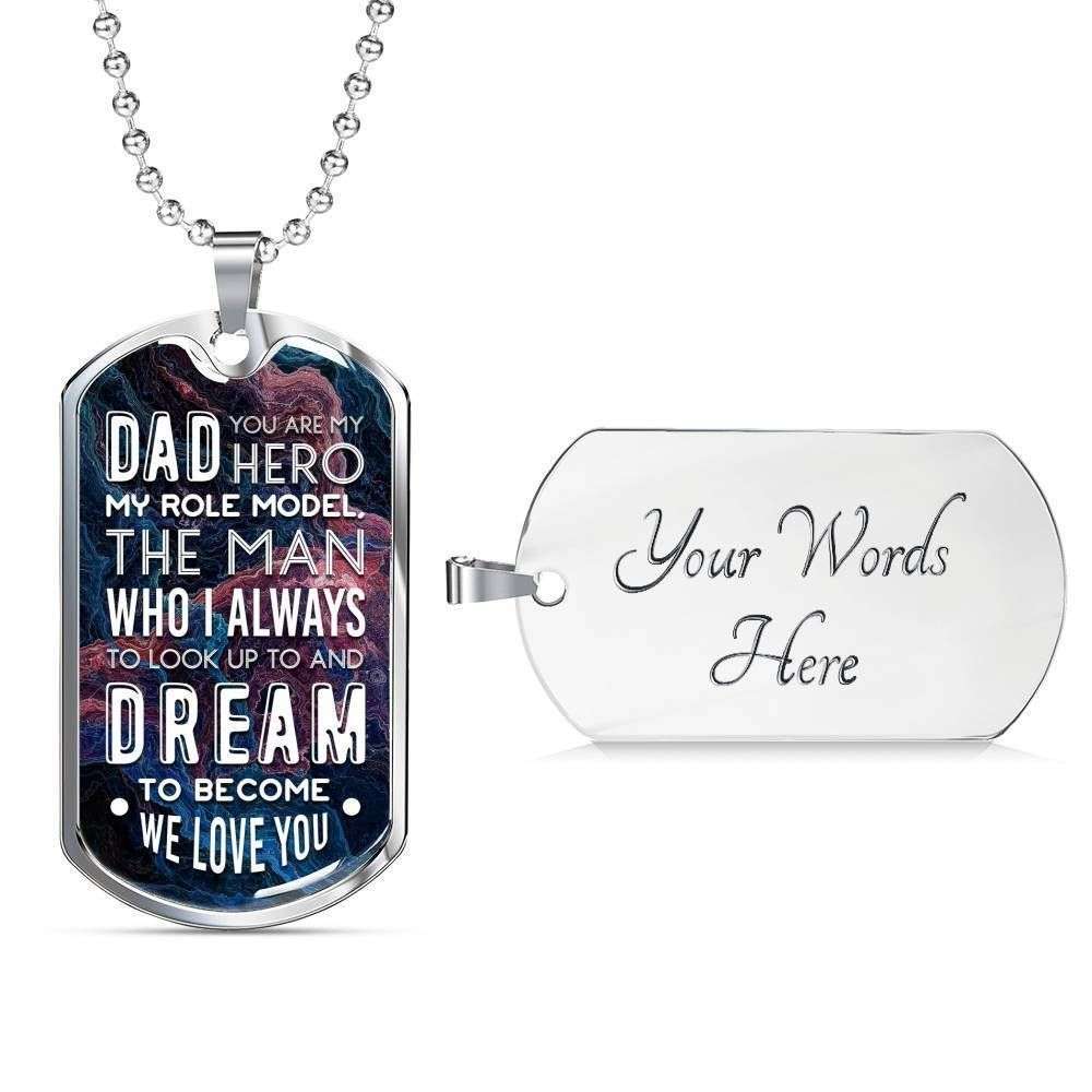 Dad Dog Tag Custom Picture Father’S Day, Dad You Are My Hero “ Dog Tag Necklace Father's Day Rakva