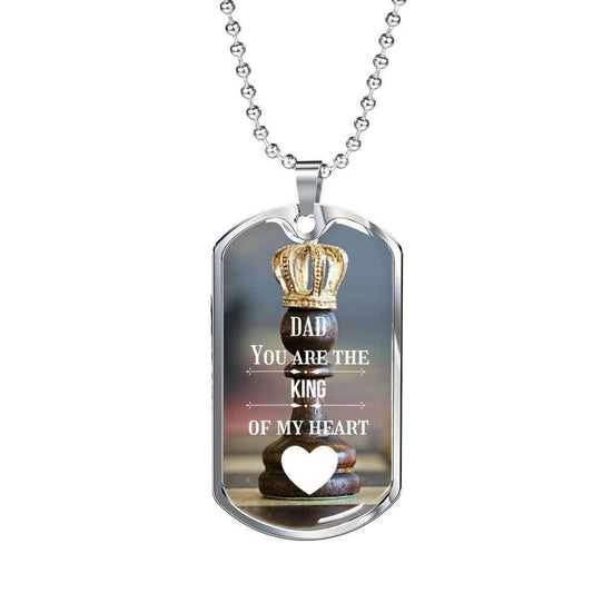 Dad Dog Tag Custom Picture Father’S Day, Dad You Are The King Chess Dog Tag Necklace For Father Father's Day Rakva