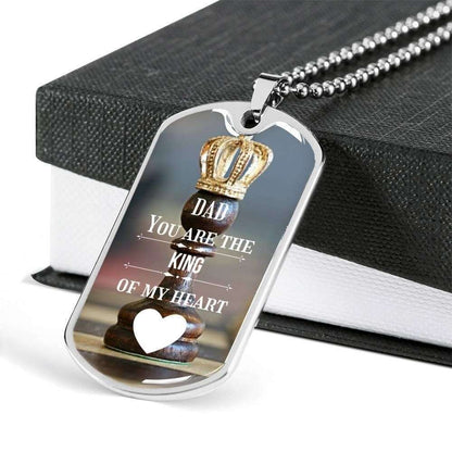 Dad Dog Tag Custom Picture Father’S Day, Dad You Are The King Chess Dog Tag Necklace For Father Father's Day Rakva