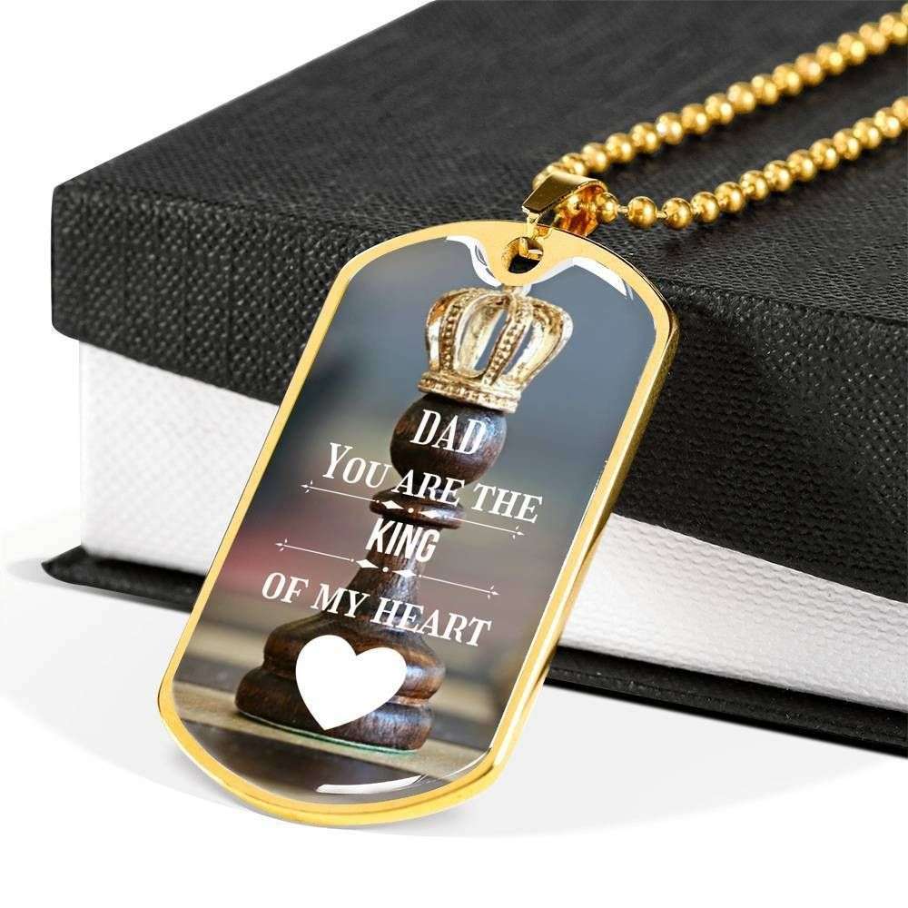 Dad Dog Tag Custom Picture Father’S Day, Dad You Are The King Chess Dog Tag Necklace For Father Father's Day Rakva