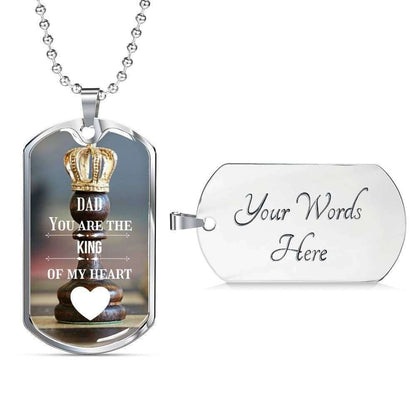 Dad Dog Tag Custom Picture Father’S Day, Dad You Are The King Chess Dog Tag Necklace For Father Father's Day Rakva