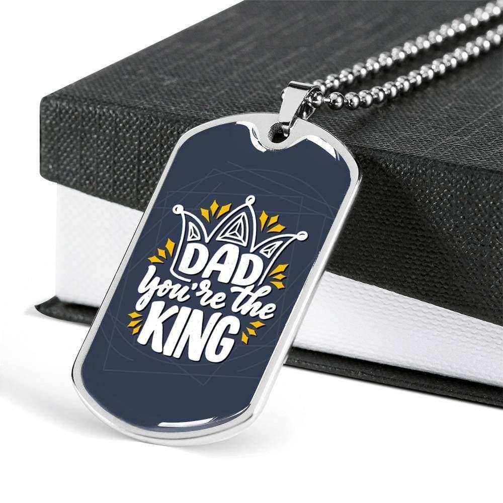 Dad Dog Tag Custom Picture Father’S Day, Dad You’Re The King Of Mine Dog Tag Necklace For Dad Father's Day Rakva